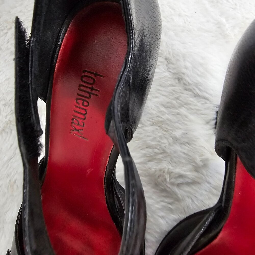 To The Max Black Peep Toe Pinup Punk Retro Ankle Strap Heels Size 6 - Picture 16 of 16